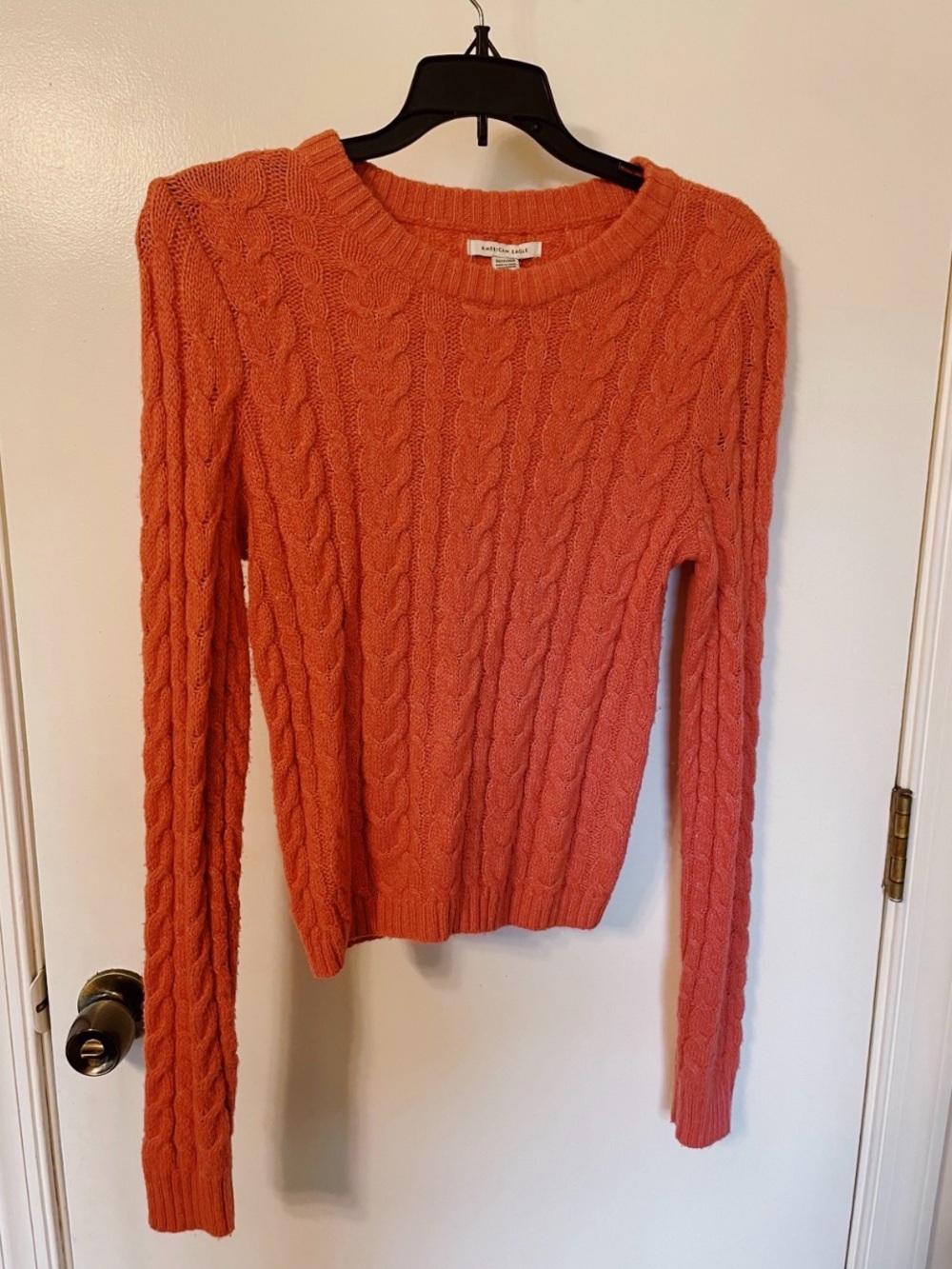 American Eagle Outfitters Coral Cable Knit Crewneck Sweater